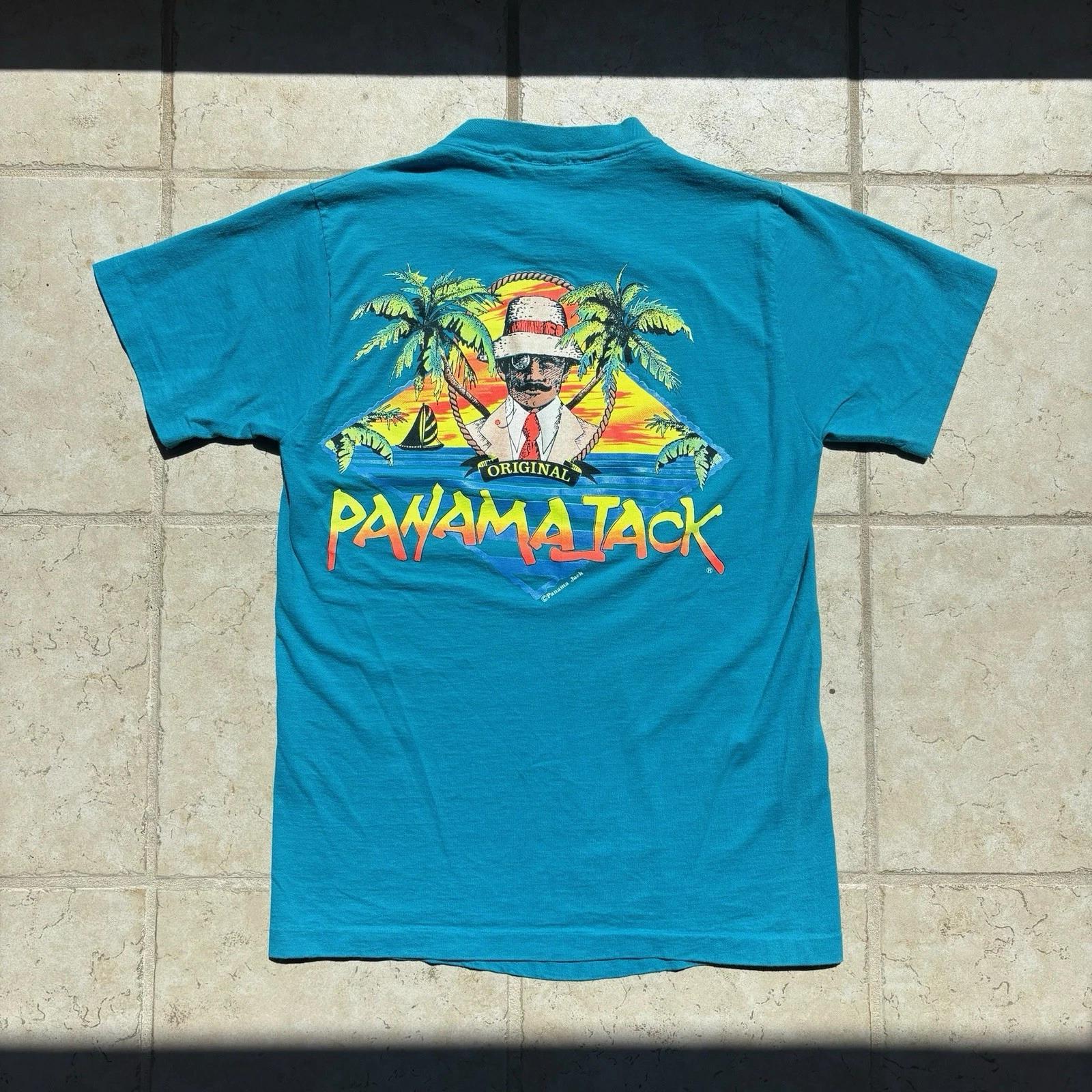 

Vintage 90s Panama Jack Blue Graphic T Shirt Large Single Stitch Made In USA S