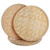 Handmade Bamboo Woven Basket Tray,Flat Wicker Round Fruit Basket Woven Food Storage Shallow Tray Decorative Serving Tray Wall