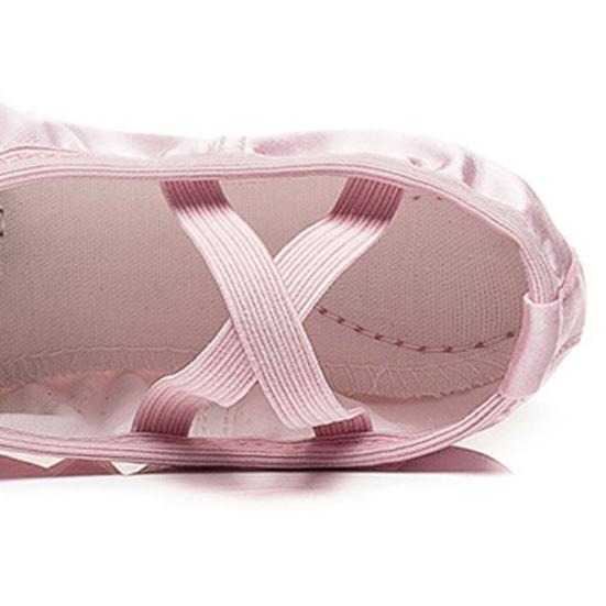 1 Pair Girls Ballet Shoes Soft Sequin Crown Pattern Anti-skid Bottom Elastic Band Faux Silk Toddler Big Kid Children