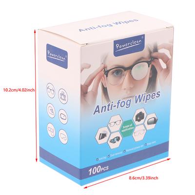 Lot de 100 lingettes nettoyantes jetables pour lunettes, anti-buée, anti-poussière, pour lunettes de soleil, écran de téléphone
