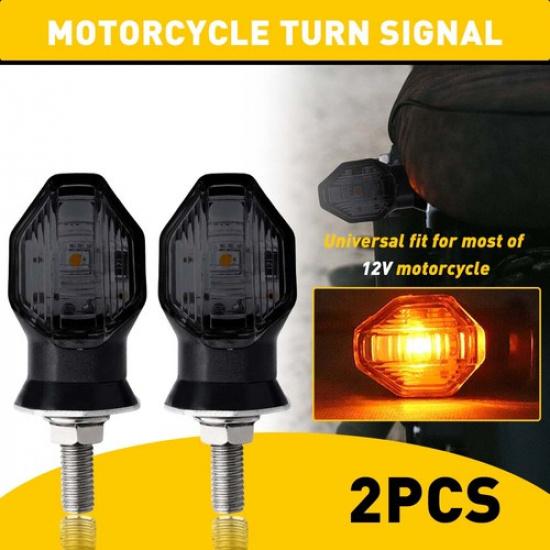2X LED Motorcycle Turn Signals Indicator Amber Blinker Light Universal Mini Lamp