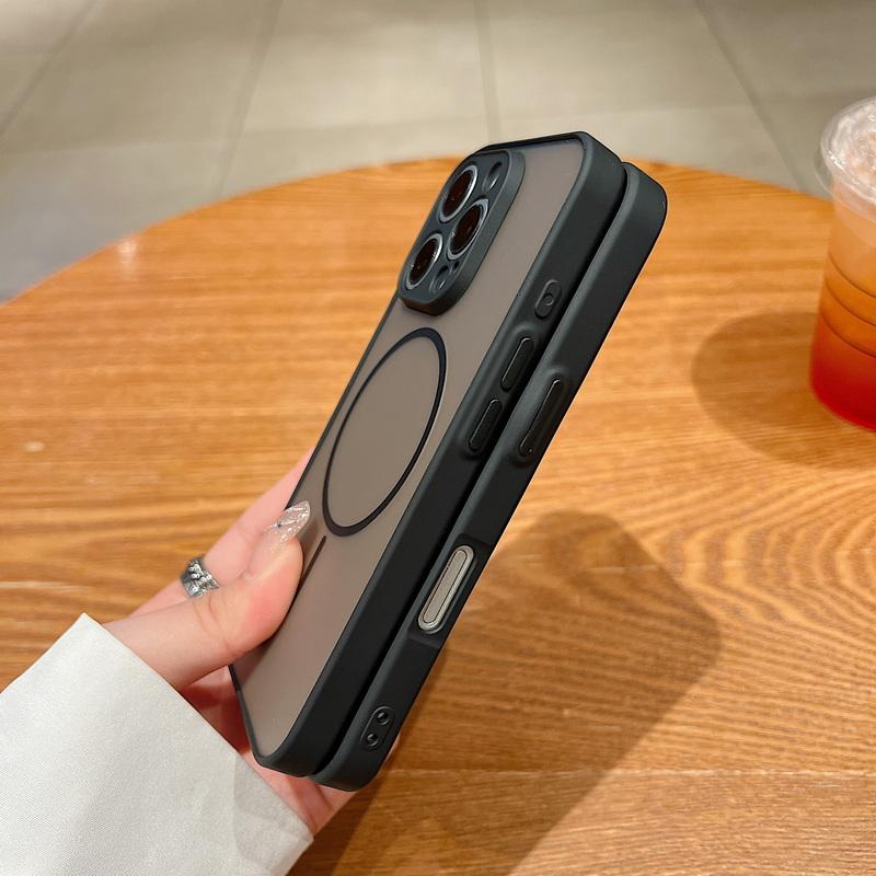 For MagSafe Wireless Charge Slim Phone Case For iPhone 16 Pro Max 16E 15 Pro 14 13 Soft Edge Shockproof Matte Clear Magnetic Back Cover