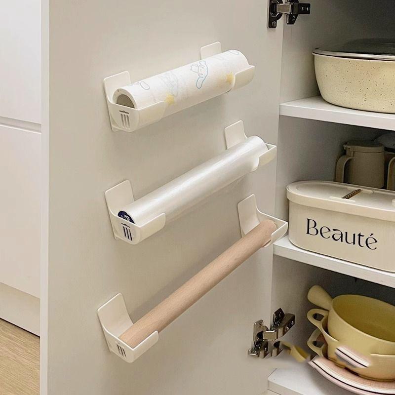 4pcs Wall Mounted Trash Bags Storage Rack Garbage Bag Holder Organizer Plastic Bag Film Container Dispenser for Kitchen Shelf