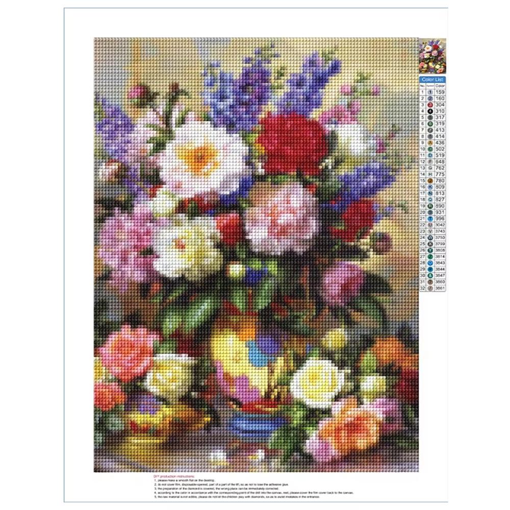 DIY Diamond Painting Flowers Cross Stitch Kit Mosaic Art Diamond Painting Full Circle Diamond Home Decoration