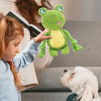 Small Dog Squeaky Toys Cartoon Rope Doll For Puppy Cute Pet Squeaky Chewing Rope Doll For Tug-of-War Teething Training