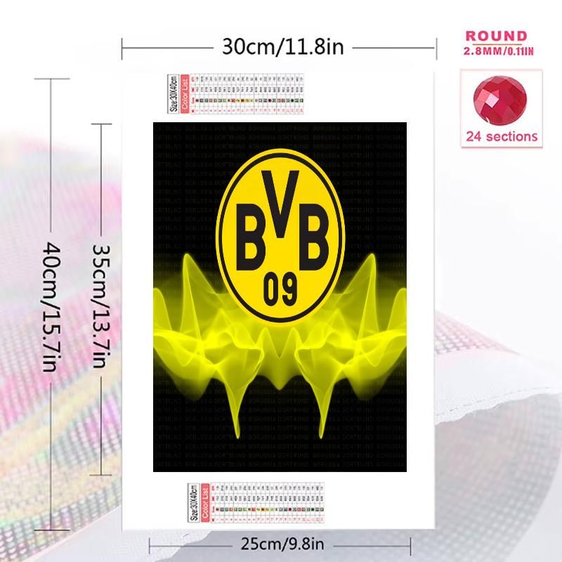 Borussia Dortmund Pattern 3pcs 100% Round Full Drill 5D DIY Diamond Painting Embroidery Cross Stitch Rhinestone Décor