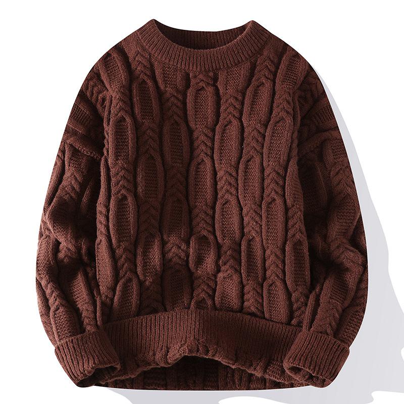 Men s Trendy Chunky Knit Long Sleeve Pullover Sweater – Casual Warm Knitwear M