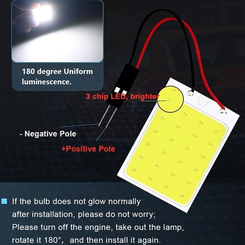 Car Interior Led Panel Light Kit Super Bright Cob Universal Adapters For Auto Dome Trunk Lighting Replacement