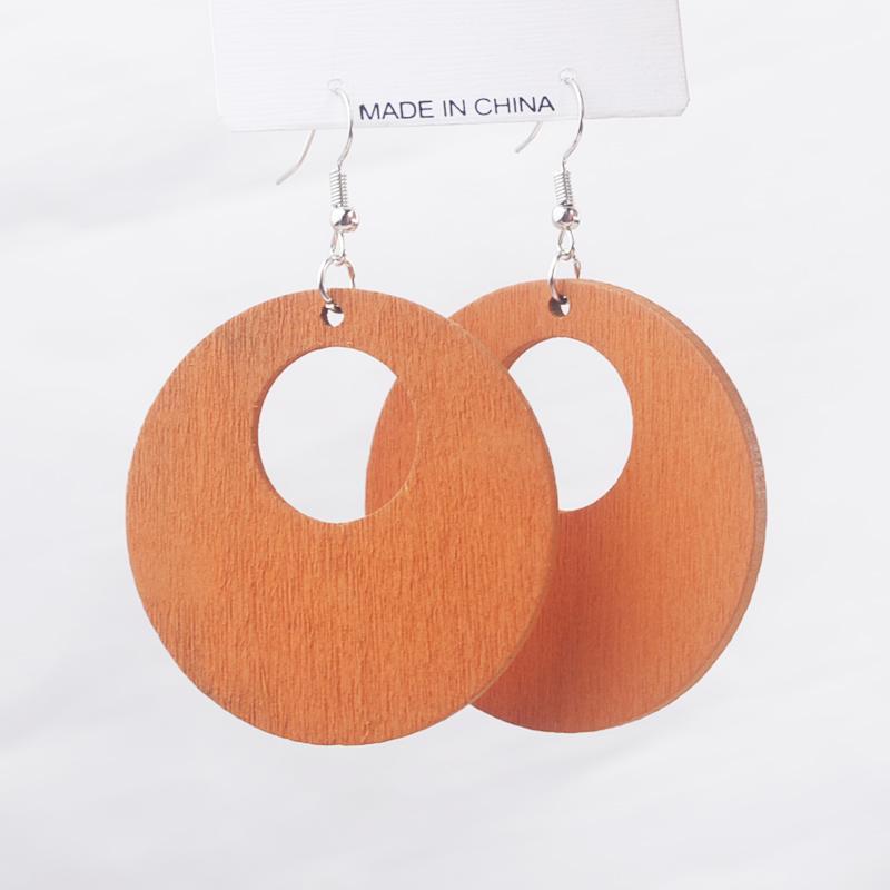 Bohemian Hohl Große Runde Hängende Ohrringe für Damen Geometrie Holz Ohrhänger Hochzeitsparty Trendiger Vintage Haken Schmuck Geschenk