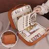 Three in One Makeup Bag For Women PU Leather Portable Organizer Bag Travel Cosmetic Brush Toiletries Storage Bags