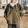 Mens Loose Fit Hooded Windbreaker Jacket Casual Outwear Streetwear