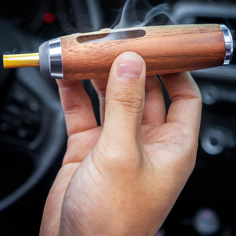 Non-Drop Ash Smoking Accessory: Silicone Cigarette Holder & Mini Walnut Ashtray