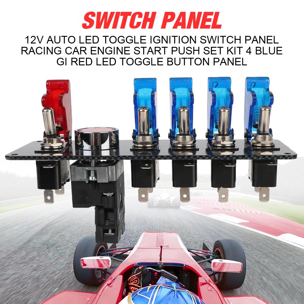 12V Rocker Switch Panel Light Toggle Racing Car Starter Ignition Start Stop Push Button LED Indicator ATV Vehicles Accessories Relays 5