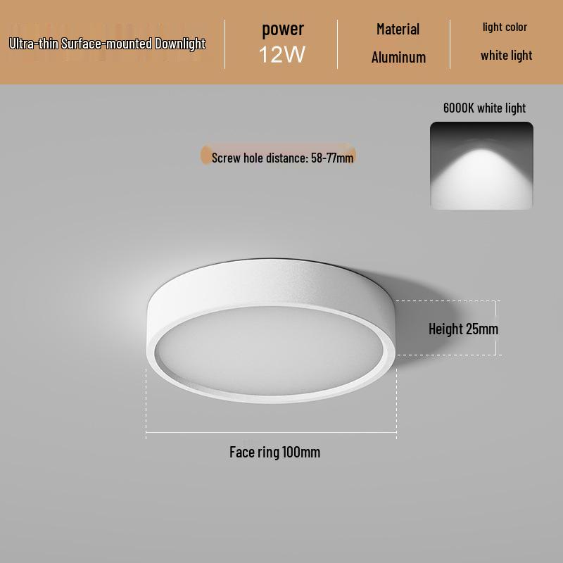 

Ультратонкий светодиодный накладной круглый потолочный светильник для проходов, коридоров, прихожих - Установка без сверления