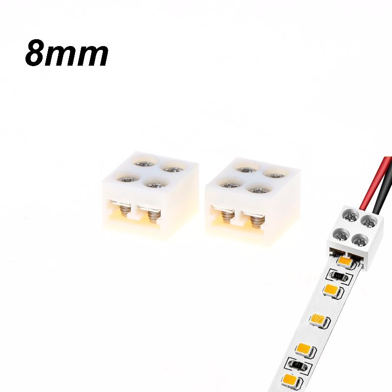 LED Strip Connector Kits 2/10Pcs 8mm 2Pin Screw Fixing No Soldering for Home DIY Decor