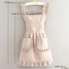 2025 1Pcs Cute Korean Style Apron Female Nail Shop Kitchen Coffee Overalls Home Cooking Cleaning Sleeveless Apron