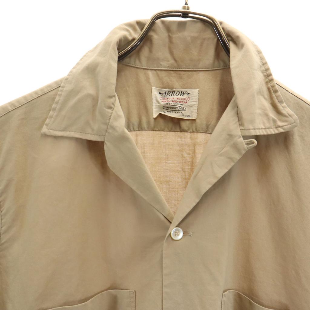 Arrow 60s Vintage USA Made Open Collar Short Sleeve Open Collar Shirt S Men's Used