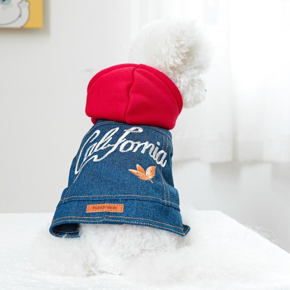 Comfortable Dog Jean Jacket Windproof Dog Coats Fashion Pet Denim Hoodie Daily Wear