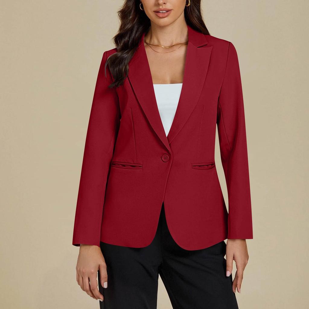 Ladies' Fashionable Casual Long Sleeved Solid Color Suit Jacket