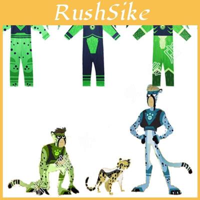 Wild Kratts Kreaturenkraft-Anzug-Kostüm für Kinder mit grünem marineblauem Overall und Maske