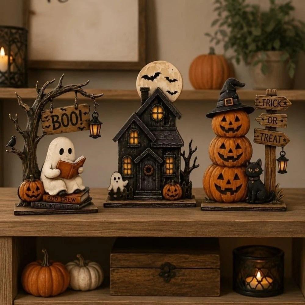 2D Flat Ghost Pumpkin Standing Sign Trick or Treat Haunted House Statue Holiday Party