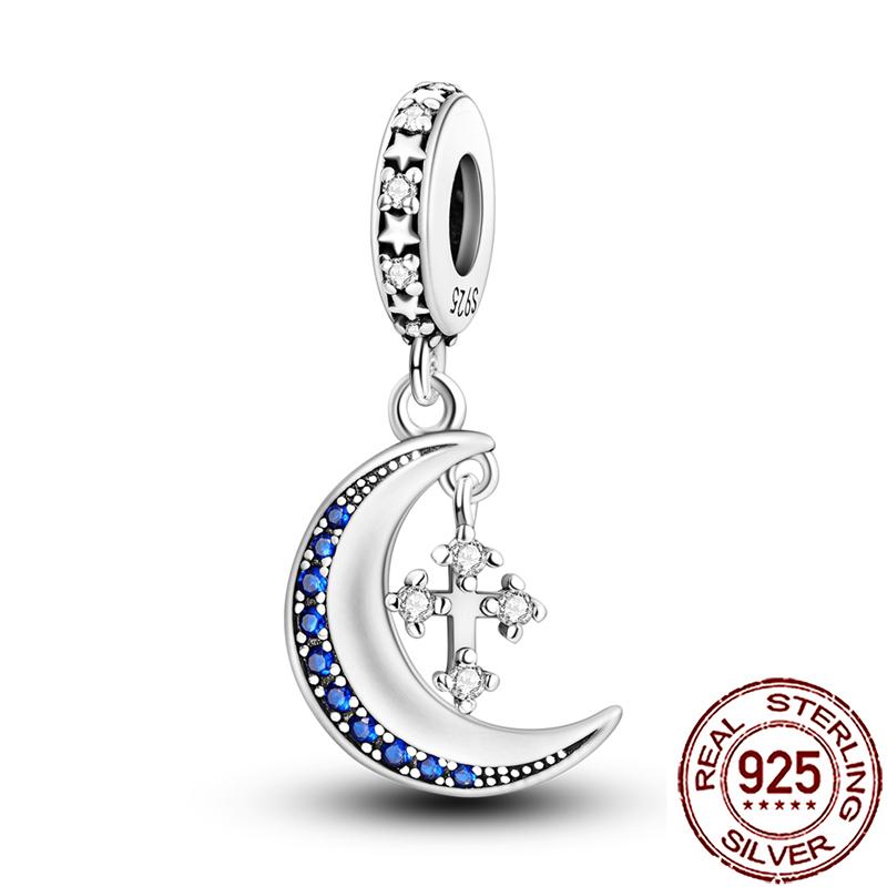 Charms Copper Moon Star Night Sky Galaxy Celestial Dangle Beads Fit Snake Chain Bracelet Necklace Women Diy Jewelry