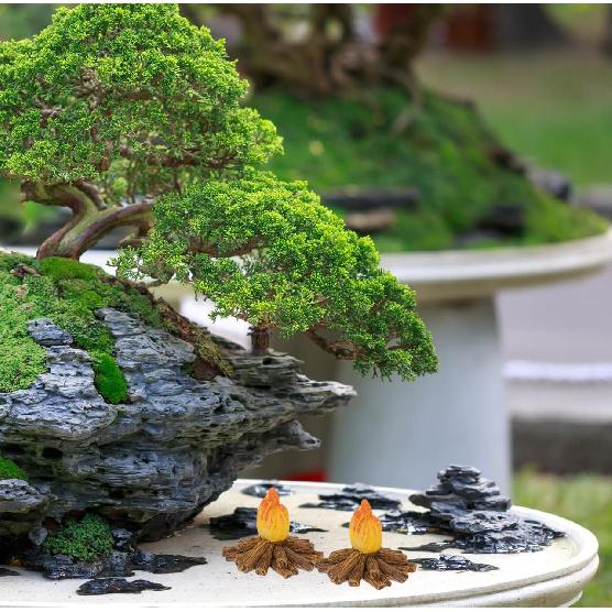 4pcs Miniature Campfire Model Resin Fake Fire Decorations for Garden Bonsai and Party Settings Charming Bonfire Props for DIY Micro Scenes and Unique