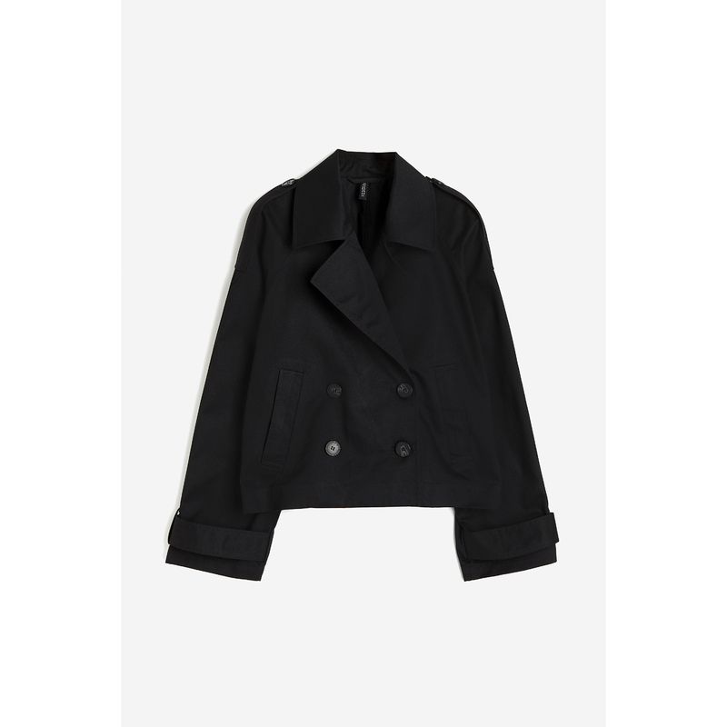 

Женское элегантное осеннее короткое пальто-жакет HM из диагональной ткани, темно-синее, 1209971 Black 165/96A