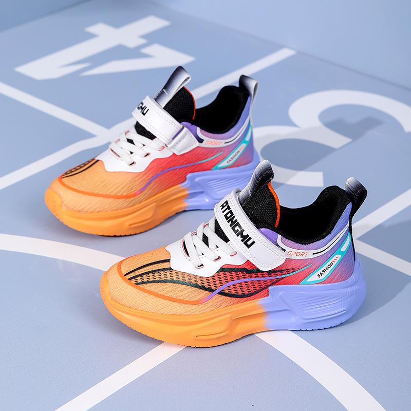 Children's summer breathable sports shoes mesh convenient Velcro casual shoes medium and large children and students soft-soled running shoes