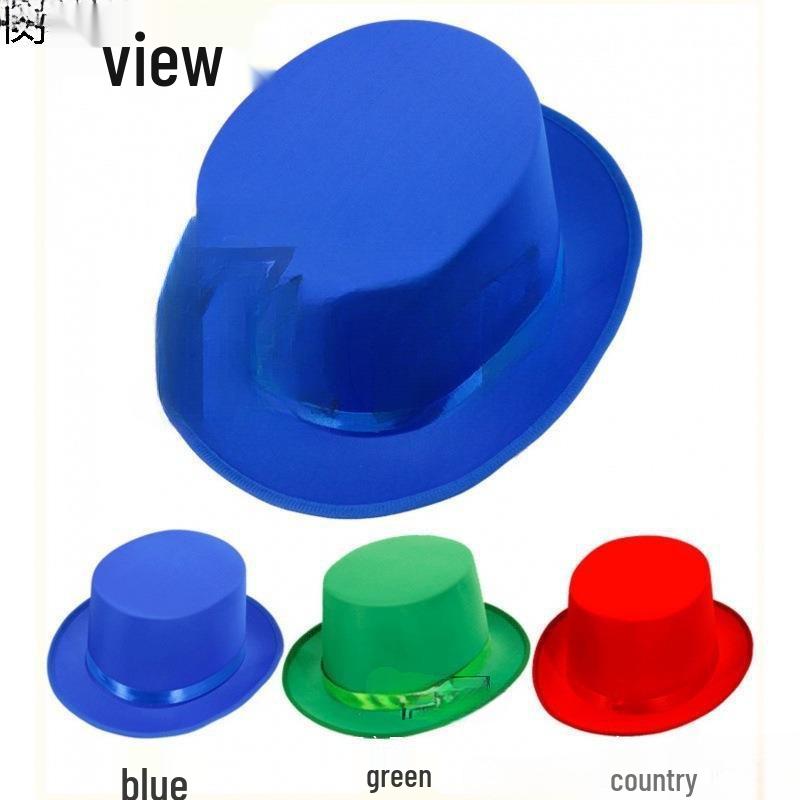 Elegant Green & Black Top Hat with Gold Powder for Adults & Kids, Unisex Magician & Jazz Style.