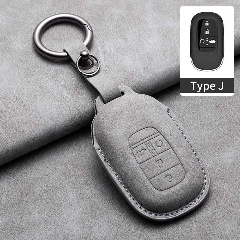 Leather Car Key Case Cover Holder Keychain Protector Shell for Honda Accord EX EXL Civic CRV HRV Pilot Ridgeline 2016 2017 2018
