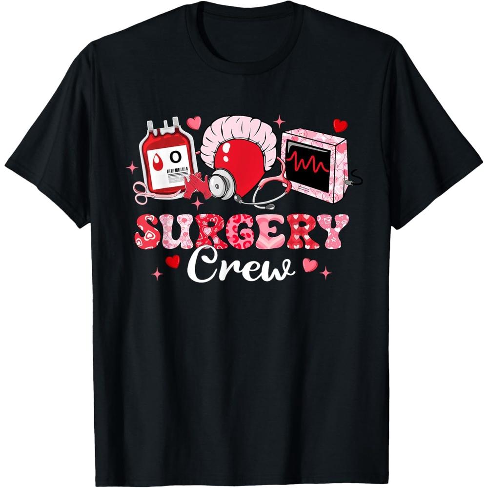 Surgery Crew Stethoscope Surgical Tech Nurse Valentines Day T-Shirt L чёрный