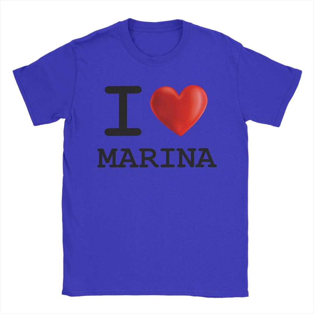 Men TShirt I Love Marina Casual Pure Cotton Tee Shirt Short Sleeve T Shirt Round Neck Clothes New Arrival