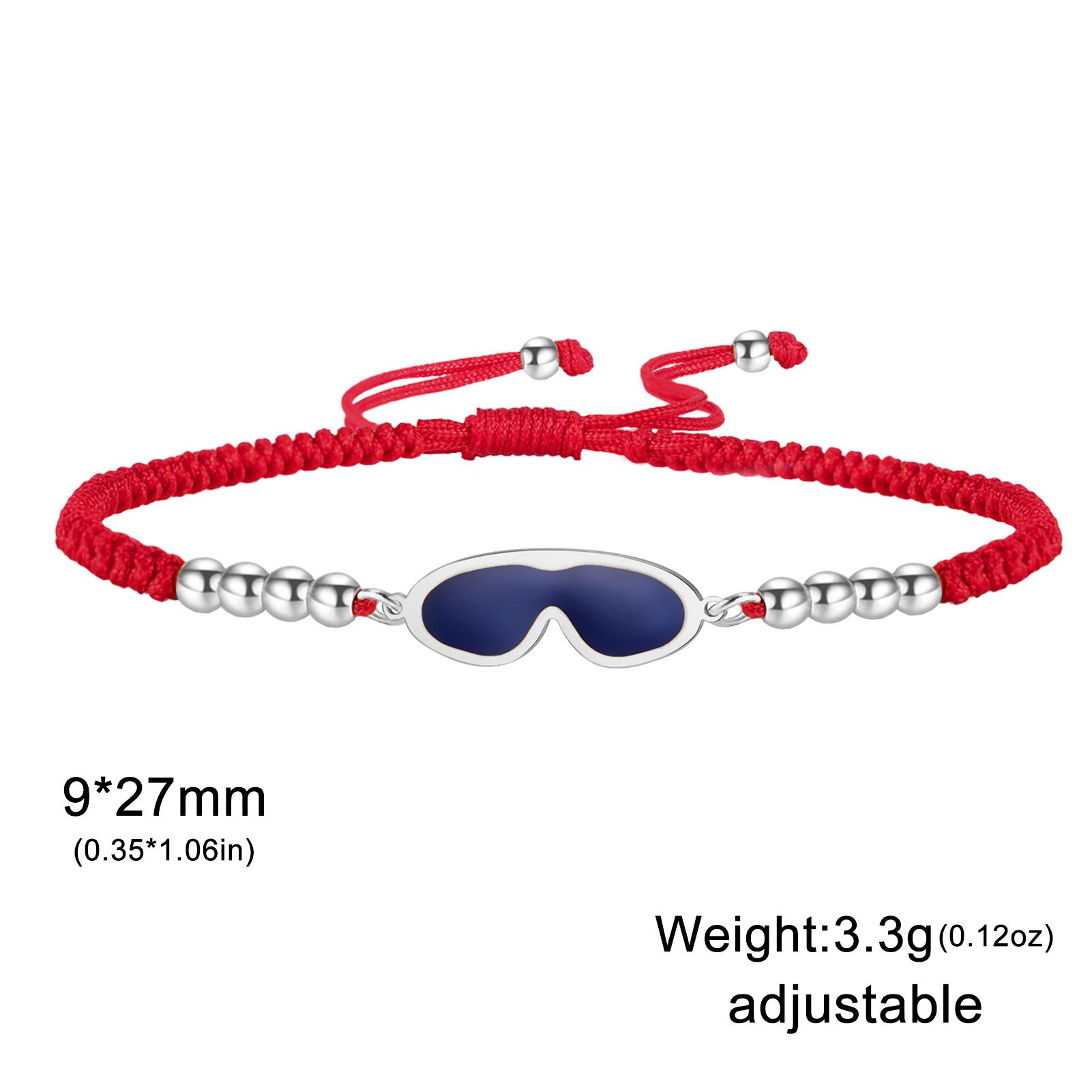 

Teamer Enamel Swimming Goggles Beads Charm Bracelet Women Stainless Steel Pendant Blue Red Black Rope Bracelet Jewelry Gift