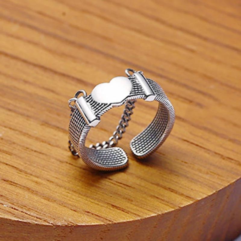 foxanry Anillos para Parejas Nueva Moda Vintage Punk Creativo Cadena de Borlas Cinturón de Amor Joyería para Fiesta Regalos para Mujeres