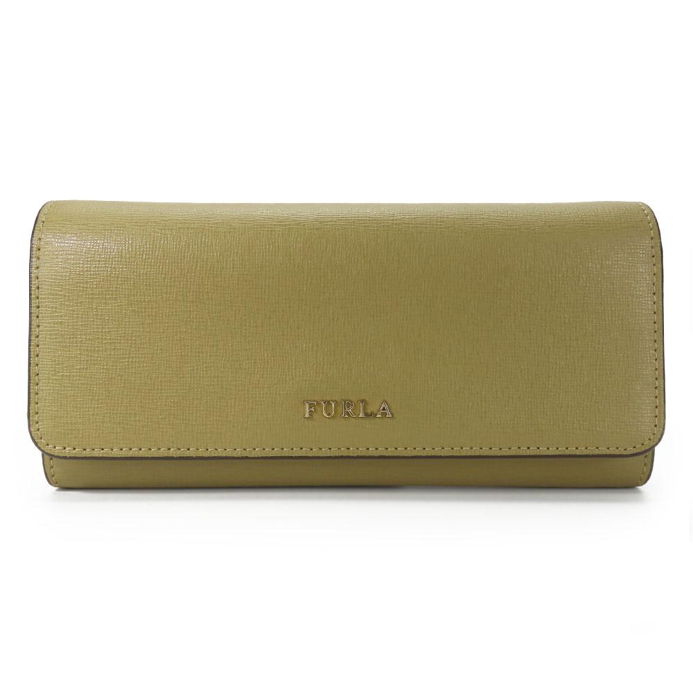 Used Furla Purse leather khaki Bifold Wallet