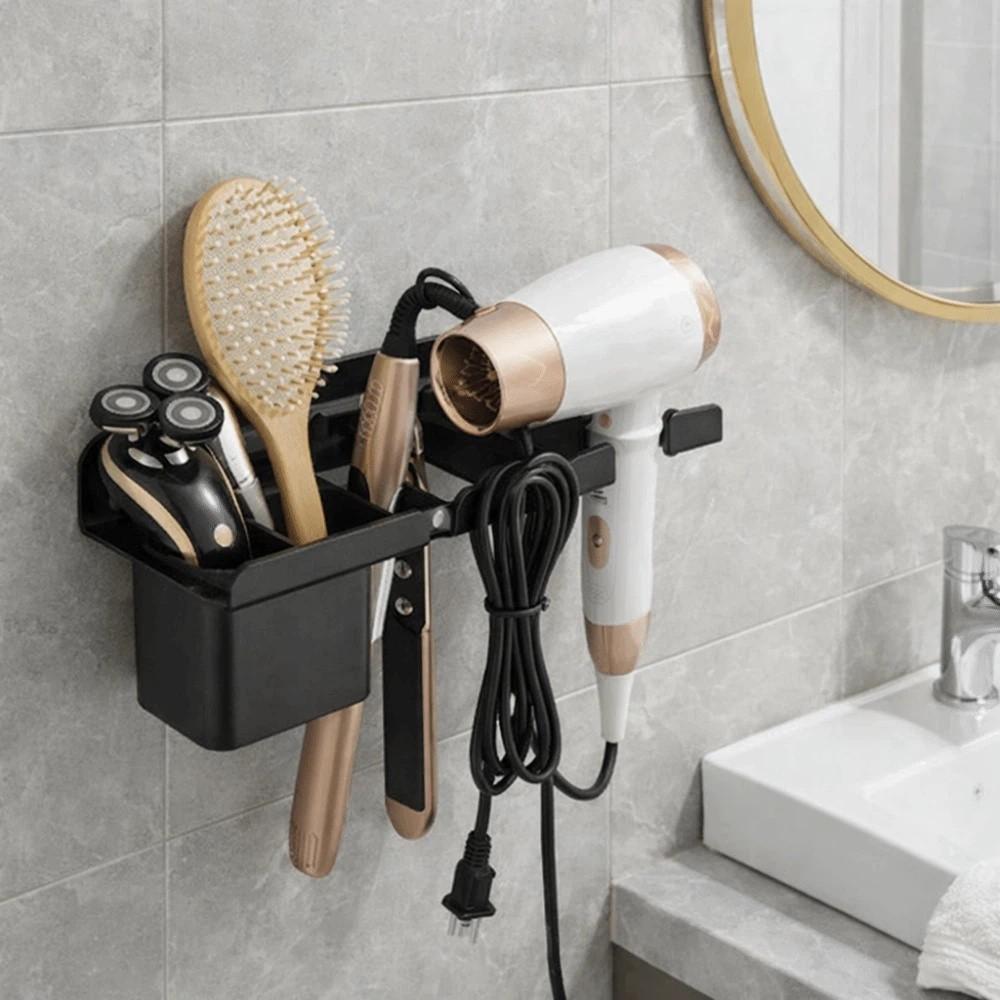 Space Saving Blow Dryer Hanger Carbon Steel Curling Iron Shelf Hair Dryer Holder  Hairbrush