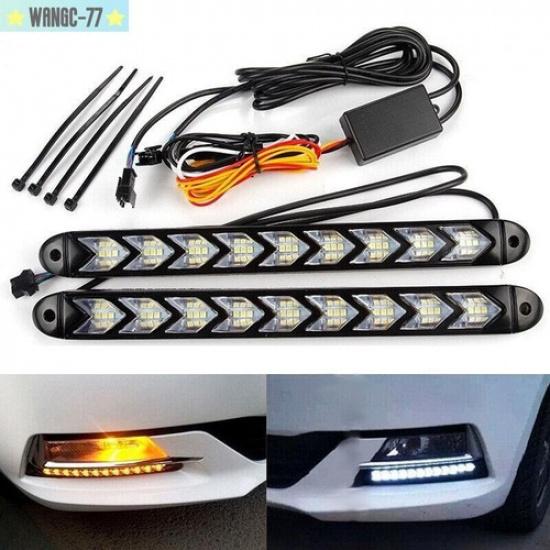 2X 12V 9LED Daytime Running Lights Car Strip DRL Driving Fog Turn Signal Lamp
