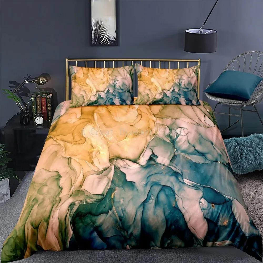 

Luxury Bedding Sets Nordic Duvet Cover Set Single King Queen King Size Marble Bed Set Bedclothes 220x240 200x200 Quilt Covers 70x133cm