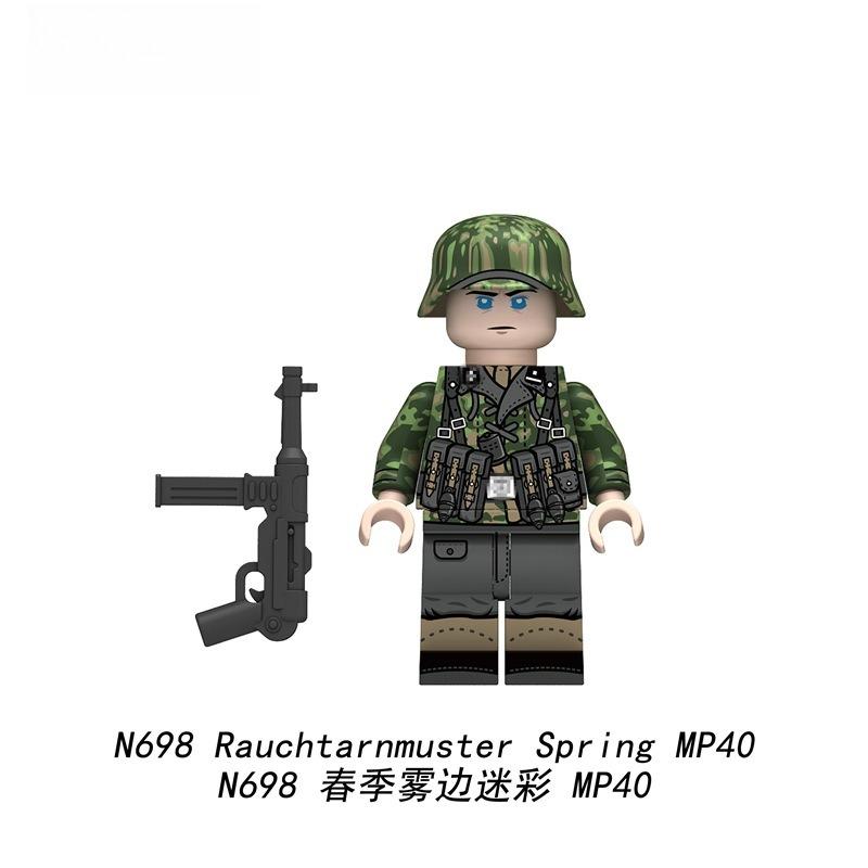 Neue Militärserie Armee Deutsche Frühjahrstarnung Soldat 4,5cm Bausteine Infanteriefiguren Helm Steine Montage Spielzeug