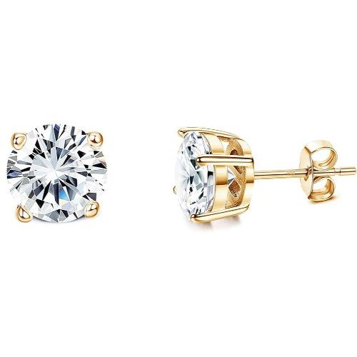 Silver Needle Cubic Zirconia Stud Earrings for Women Men 14K Gold Plated Hypoallergenic Dainty Stud Earrings Jewelry