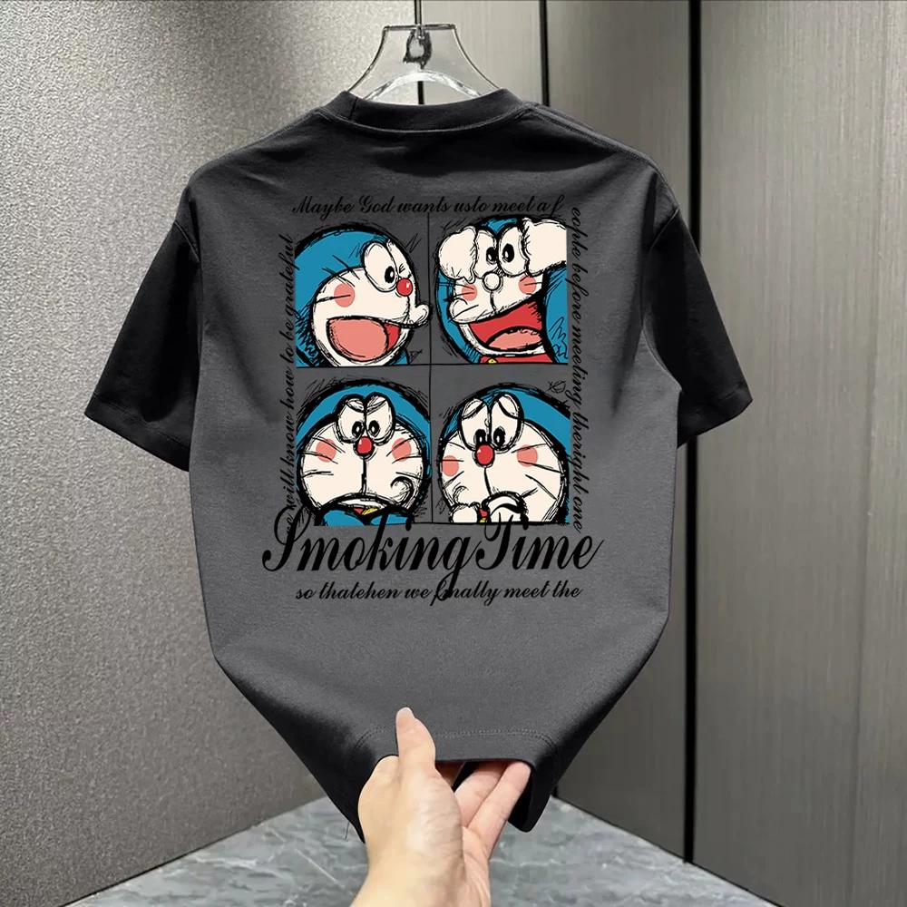 Cotton Round Neck Trendy Tops, Fashionable and Versatile Men's T-shirts, Loose Printed Short Sleeves for Couples 