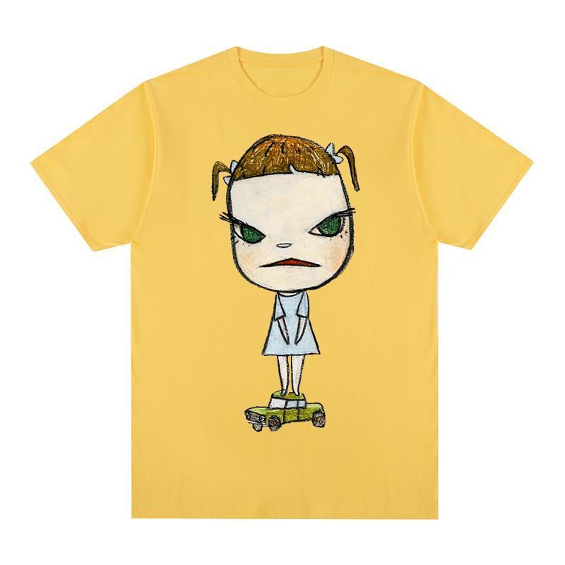 Yoshitomo Nara GIRL ON GREEN CAR Vintage Tshirt Funny Cute Cartoon Anime Cotton Unisex T shirt New TEE TSHIRT Womens tops