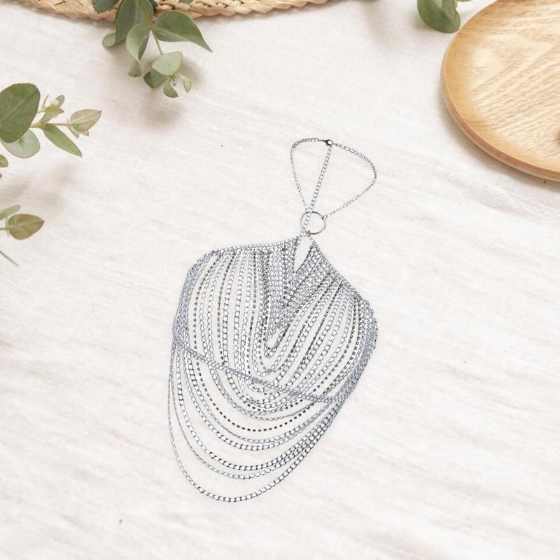 Multilayer Tassels Chest Chain Fashionable Body Accessory Party Body Chain Alloy Texture for Party and Nightclub Wear