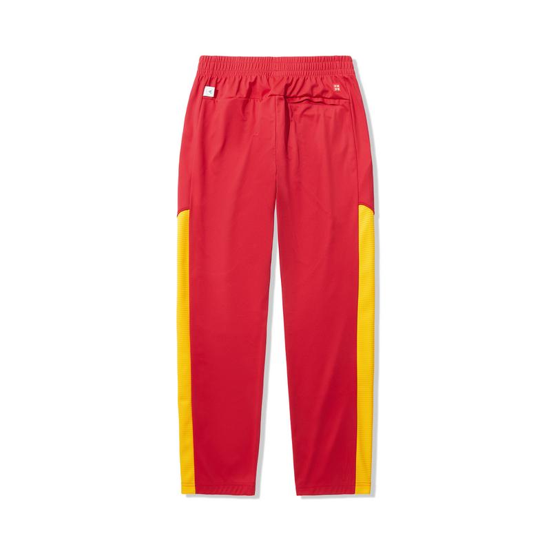 Li Ning Reignite Serie Colorblock Mid Waist Bequeme Atmungsaktive Gerades Bein Sporthose Herrenhose Honor-Red Spectrum-Yellow AYKU939-1