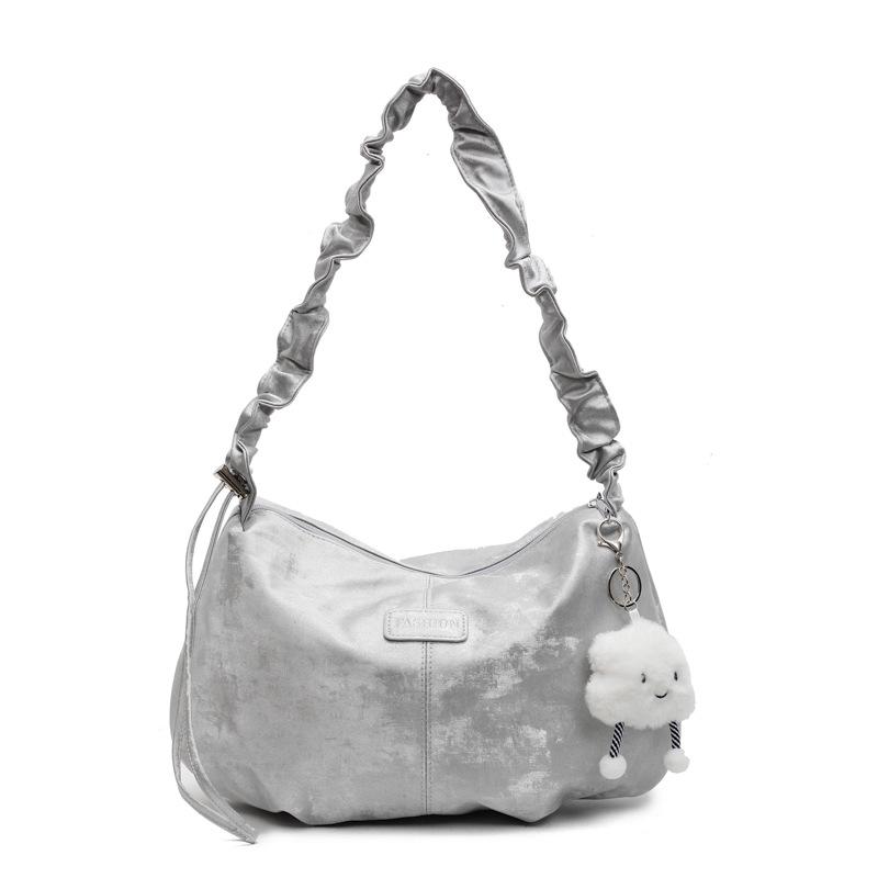 

Плиссированная сумка большой вместимости для работы, женская сумка через плечо, сумка-мессенджер, простая и универсальная, популярная сумка под мышкой no pendant серебряный