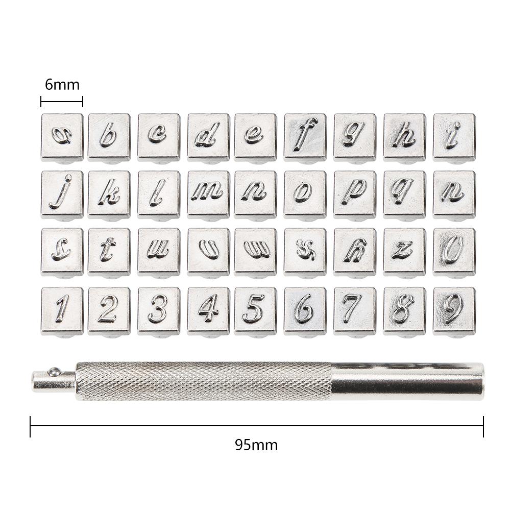 

Набор из 36 штампов из стали с буквами и цифрами для кожи, дерева, набор инструментов для рукоделия, металлические инструменты для пробивания кожи, штамповка, кожевенное дело