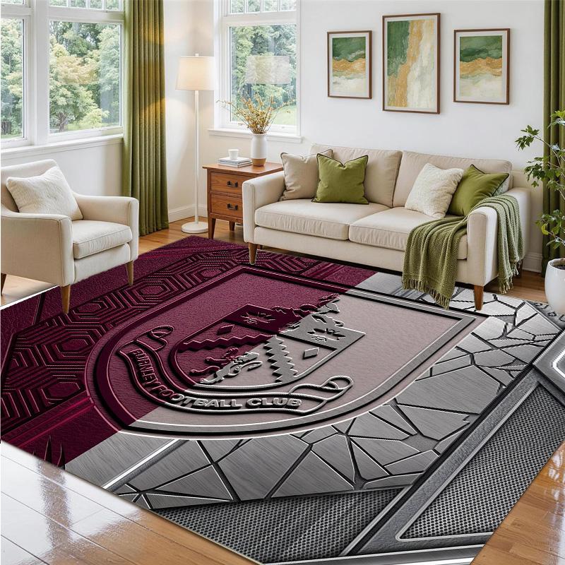 Burnley Football Design Crystal Velvet Rug Soft Decorative Mat for Bedroom Entrance