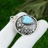 Natural Larimar Gemstone Pendant 925 Sterling Silver Indian Jewelry For Women
