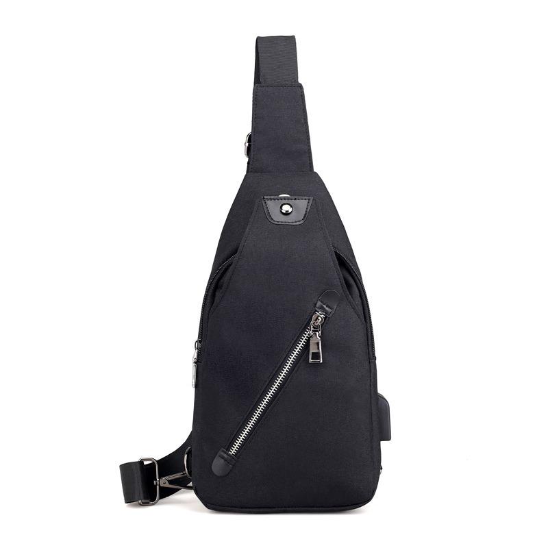 New fashion sports backpack, rechargeable men's breast bag, outdoor leisure shoulder bag.